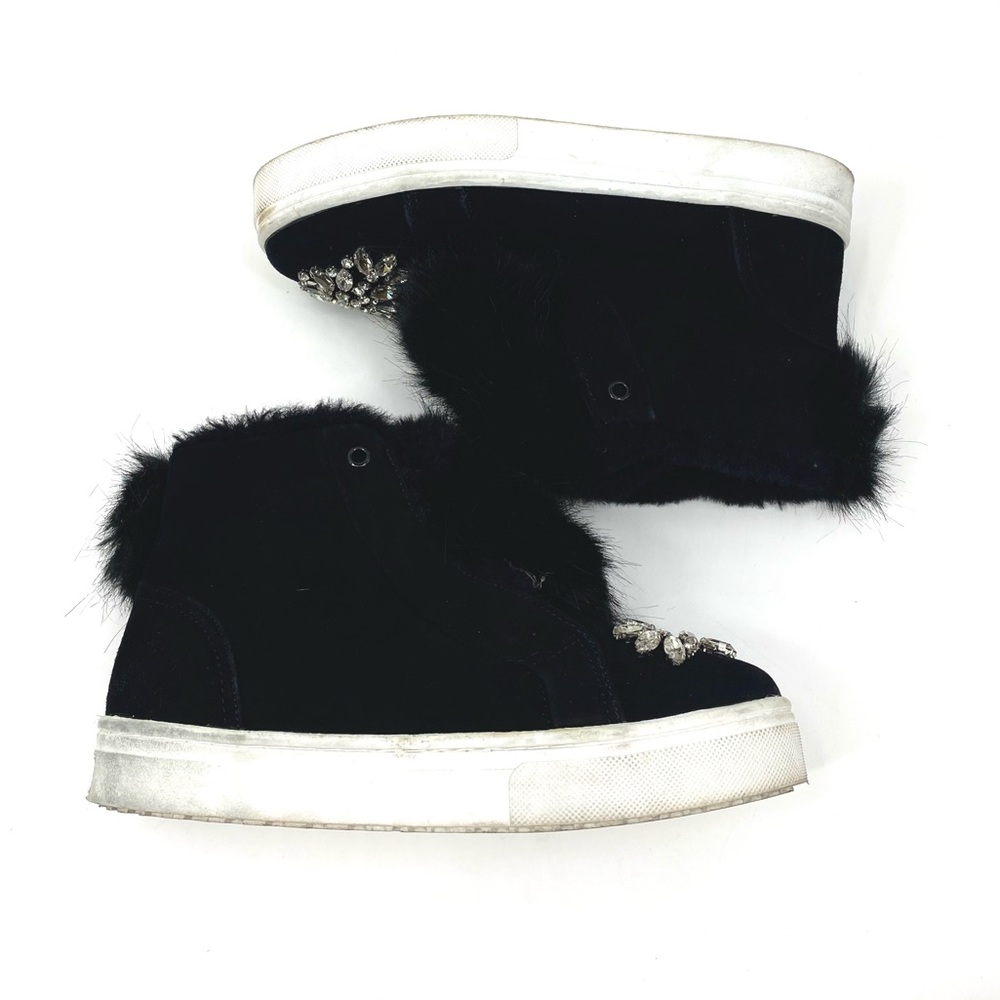 💕SALE💕 Sam Edelman Black Fur Leland Sneaker - Picture 7 of 9